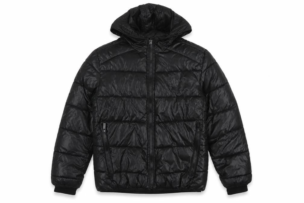 Sonneti Boys Black 12-13 Years Hooded Puffer Jacket Quilted Zip