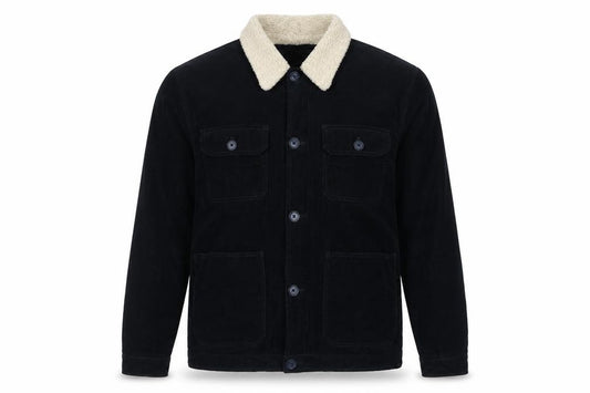 F&F Men's Black Corduroy Sherpa Lined Basic Jacket Size L