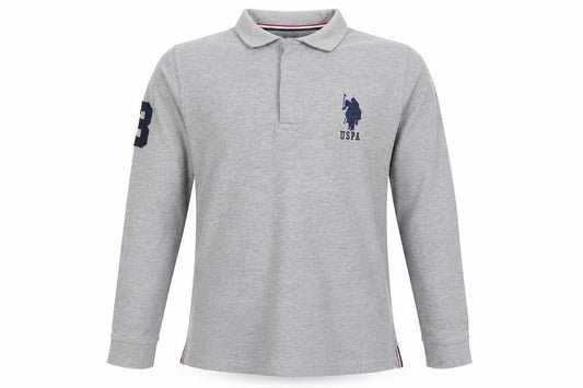 U.S. Polo Assn Boys Grey 15-16 Years Long Sleeve Logo Polo Shirt