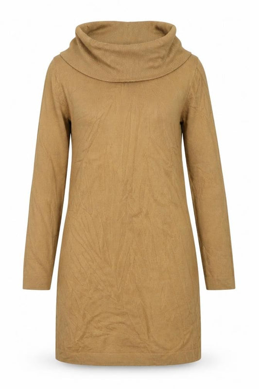 French Connection Women Brown L Roll Neck Long Sleeve Jumper Dress