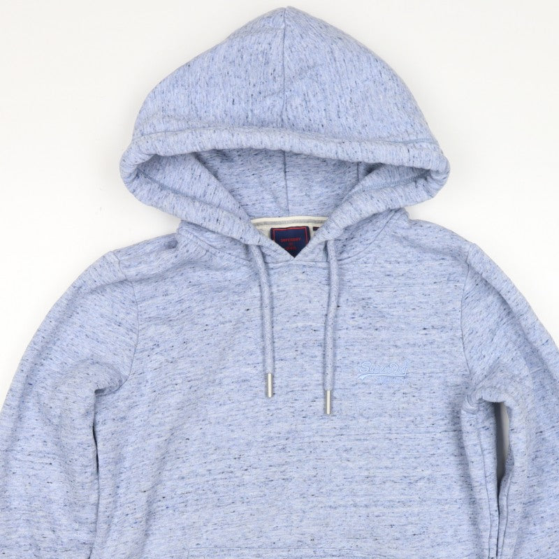 Superdry Women’s Blue UK 10 Pullover Hoodie Logo Drawstring Pockets