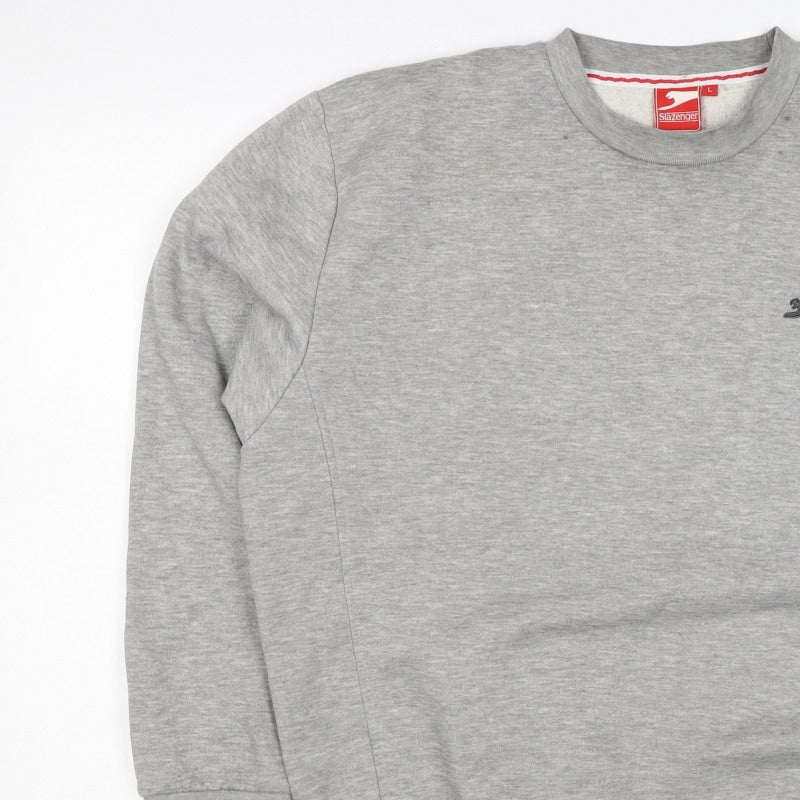 Slazenger Men’s Grey L Crew Neck Pullover Fleece Sweatshirt Logo