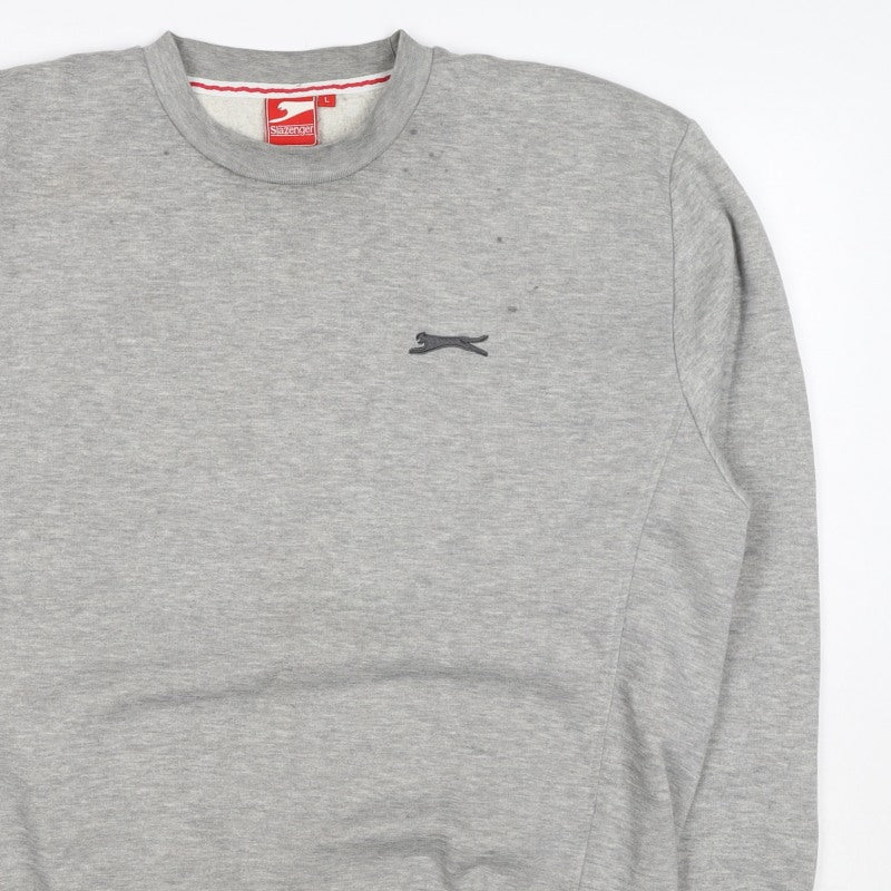 Slazenger Men’s Grey L Crew Neck Pullover Fleece Sweatshirt Logo