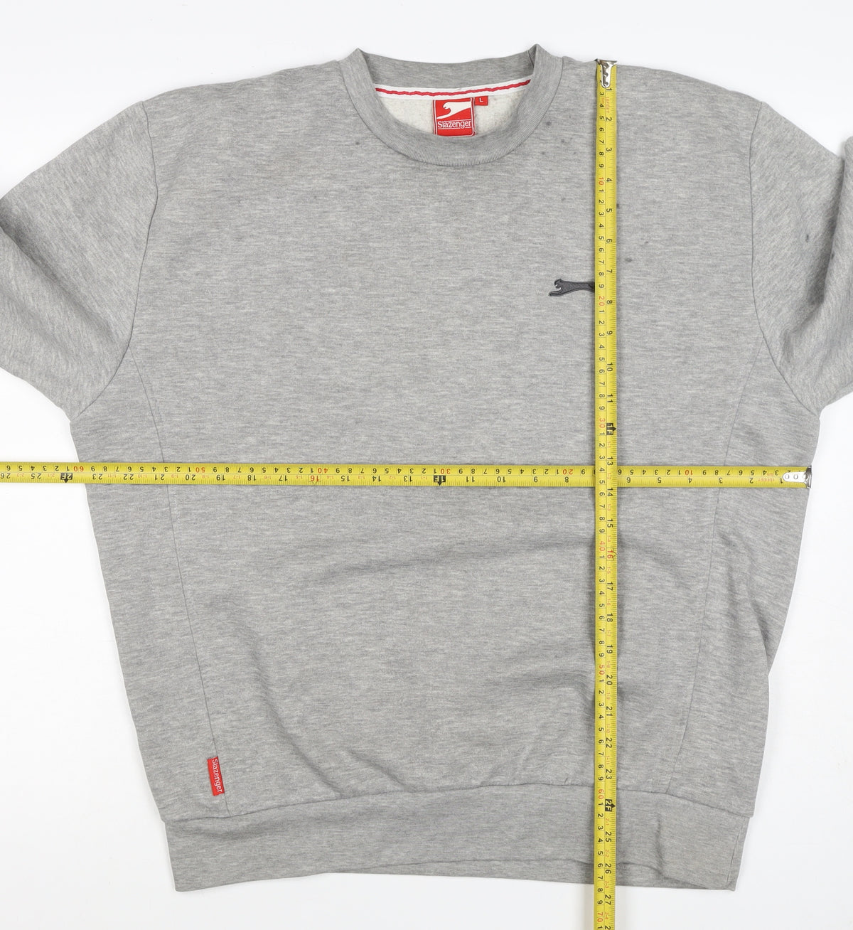 Slazenger Men’s Grey L Crew Neck Pullover Fleece Sweatshirt Logo