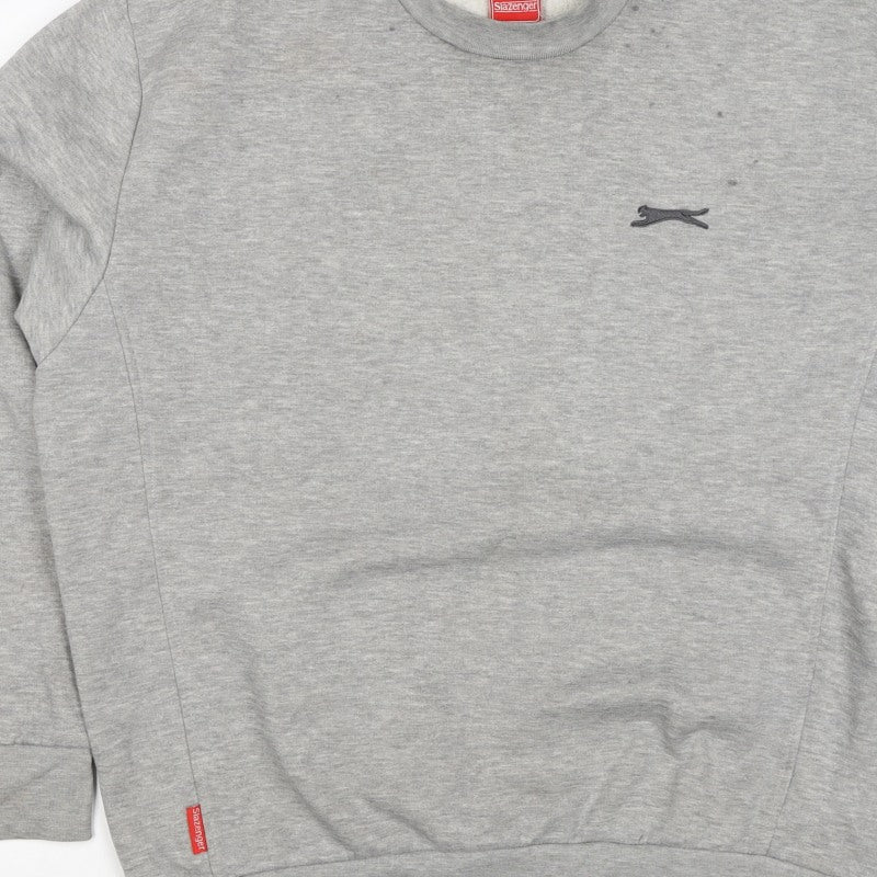 Slazenger Men’s Grey L Crew Neck Pullover Fleece Sweatshirt Logo