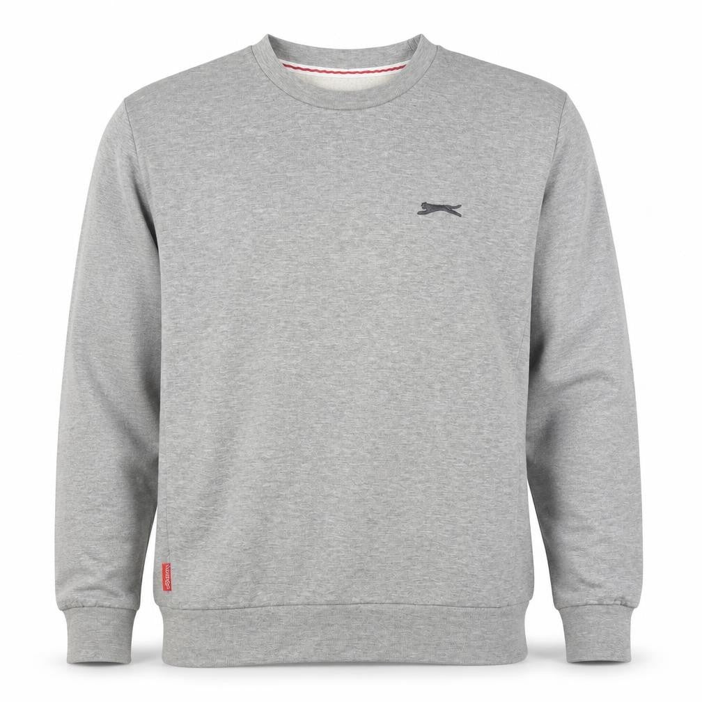 Slazenger Men’s Grey L Crew Neck Pullover Fleece Sweatshirt Logo