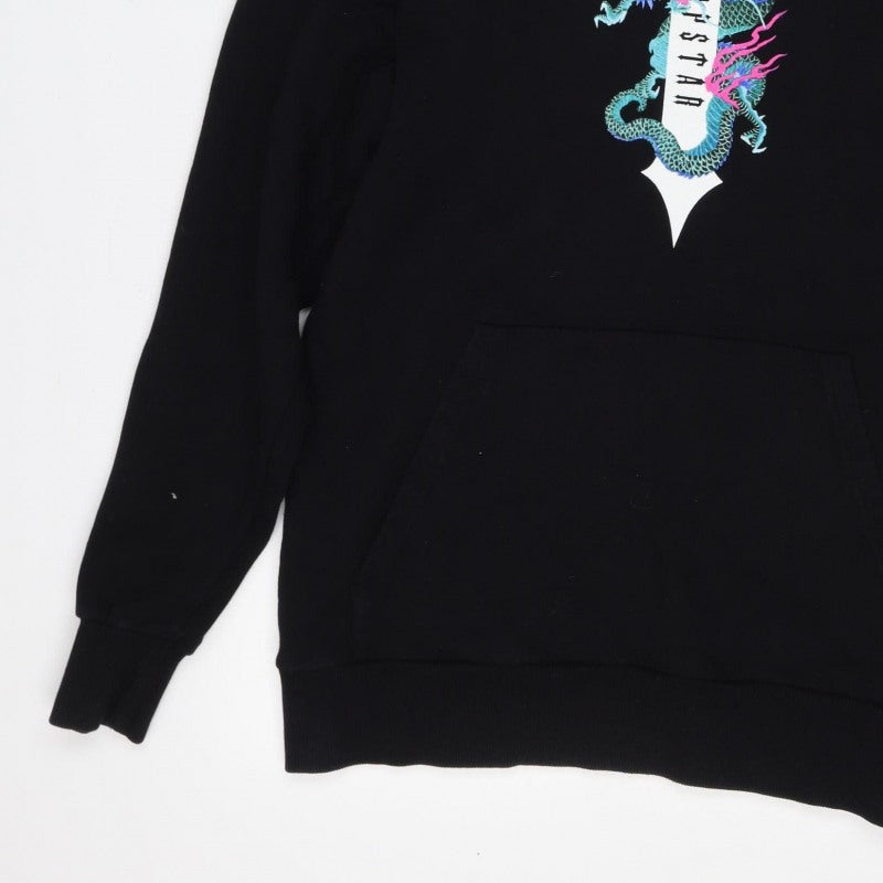 Hustla Men’s Black S Dragon Graphic Print Pullover Hoodie