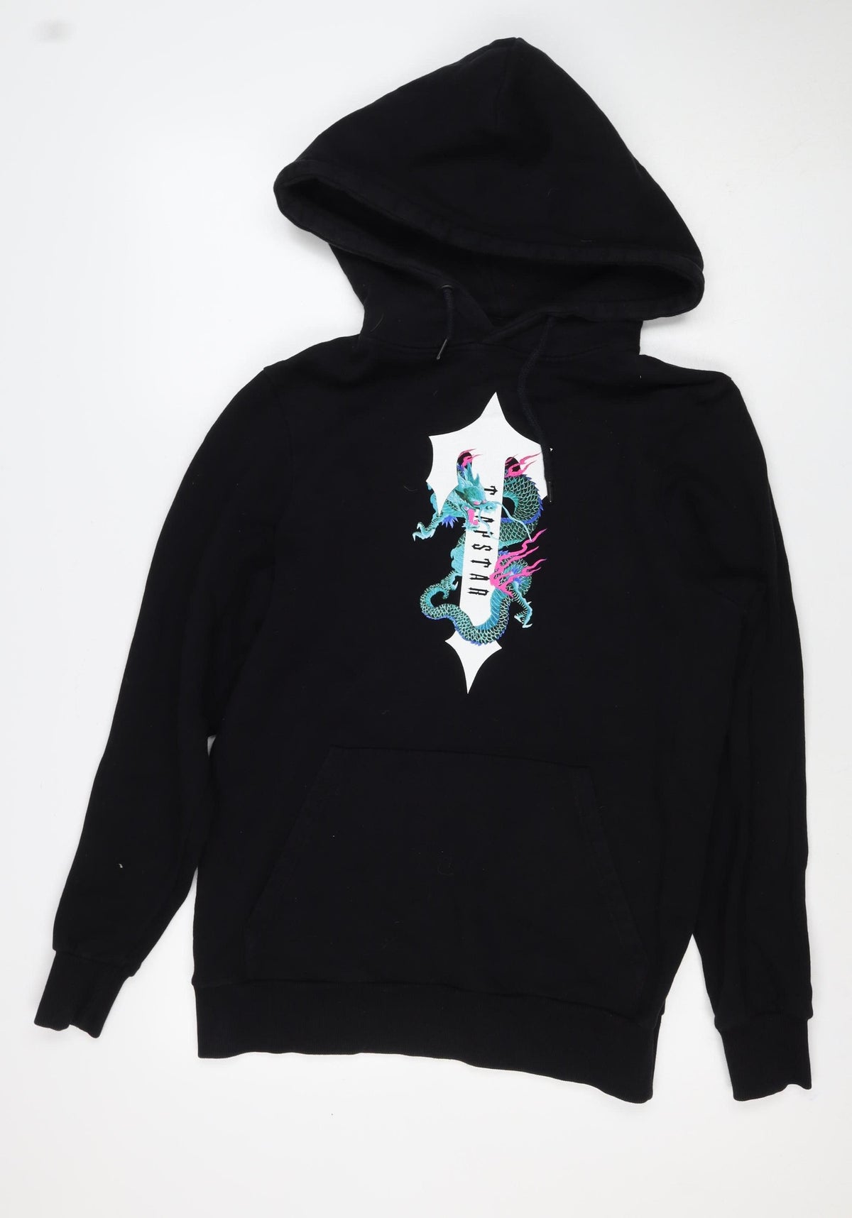 Hustla Men’s Black S Dragon Graphic Print Pullover Hoodie