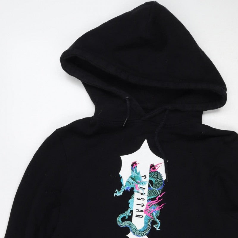 Hustla Men’s Black S Dragon Graphic Print Pullover Hoodie