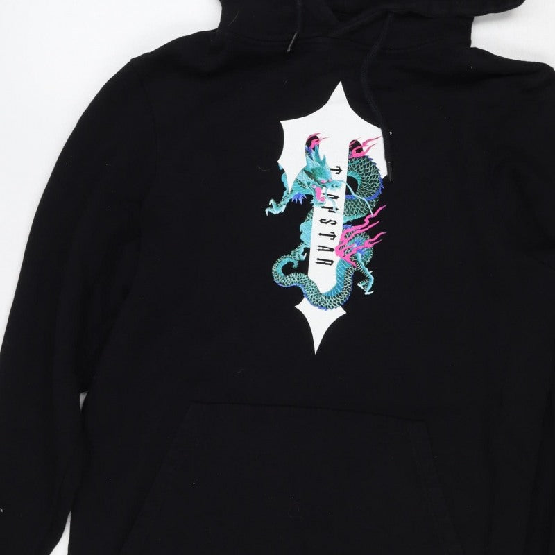 Hustla Men’s Black S Dragon Graphic Print Pullover Hoodie
