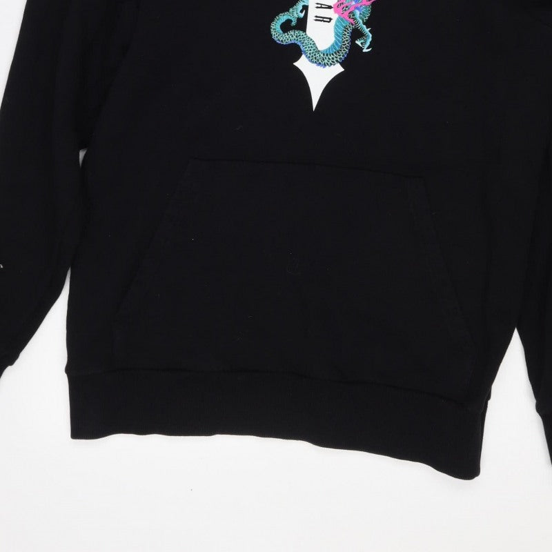 Hustla Men’s Black S Dragon Graphic Print Pullover Hoodie