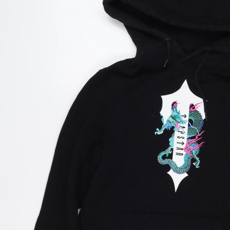 Hustla Men’s Black S Dragon Graphic Print Pullover Hoodie
