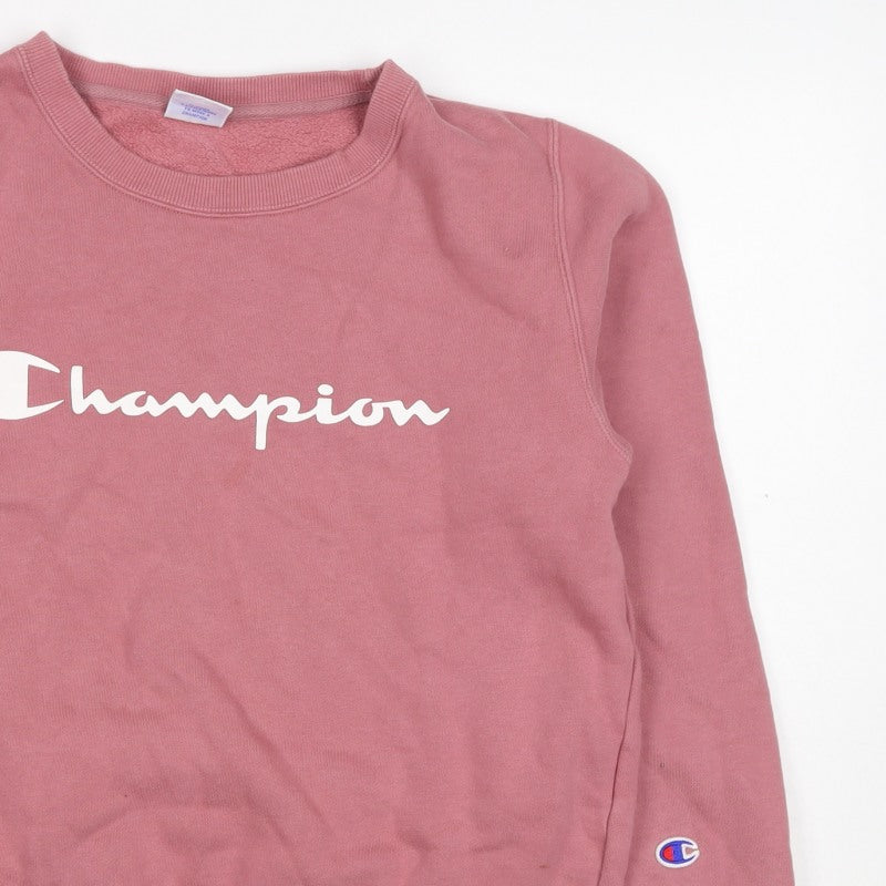 Champion Women Pink XL Logo Crew Neck Pullover Fleece Sweatshirt