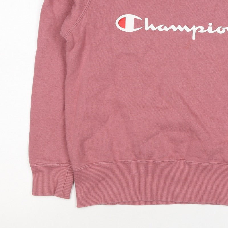 Champion Women Pink XL Logo Crew Neck Pullover Fleece Sweatshirt