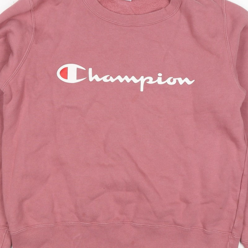 Champion Women Pink XL Logo Crew Neck Pullover Fleece Sweatshirt