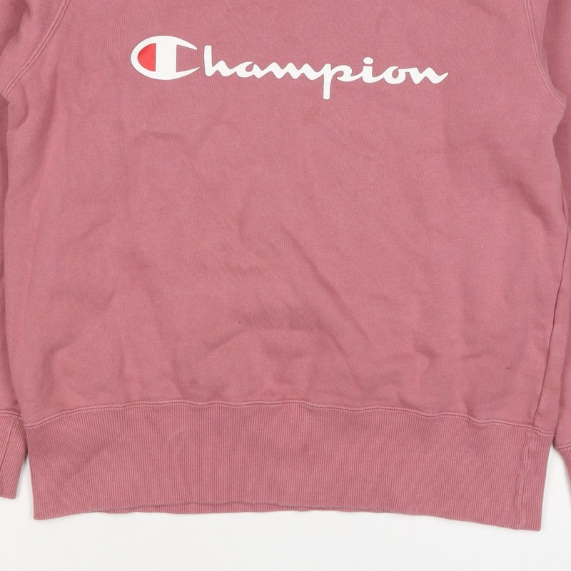 Champion Women Pink XL Logo Crew Neck Pullover Fleece Sweatshirt