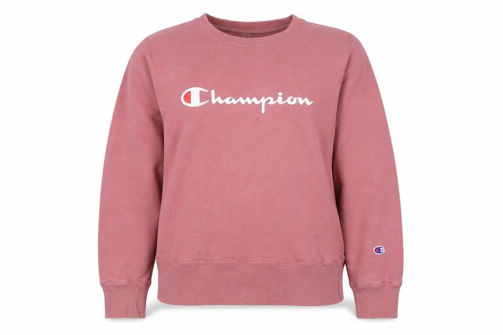 Champion Women Pink XL Logo Crew Neck Pullover Fleece Sweatshirt