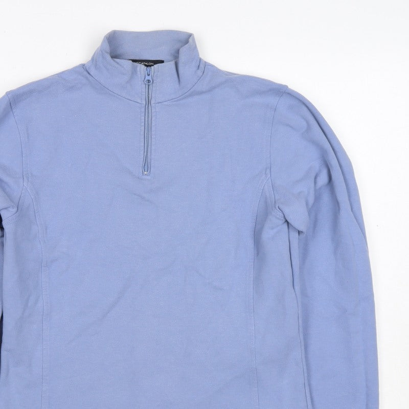 Decathlon Women Blue UK 14 1/4 Zip Stretch Sweatshirt