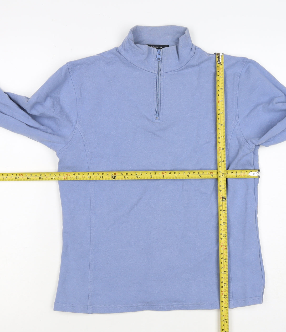 Decathlon Women Blue UK 14 1/4 Zip Stretch Sweatshirt