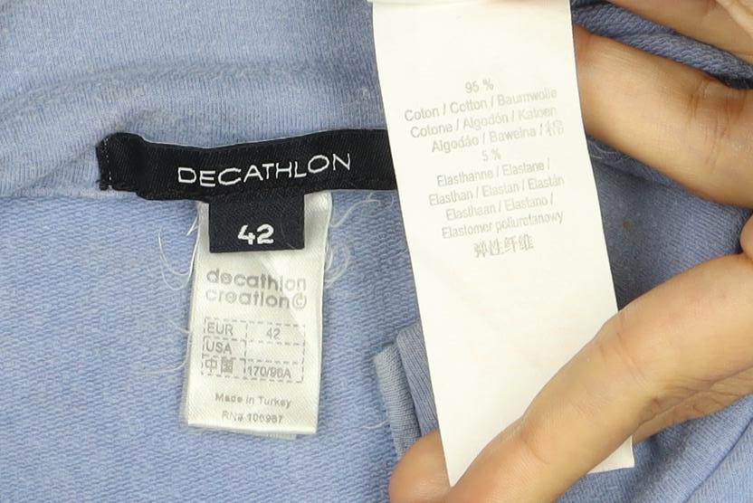 Decathlon Women Blue UK 14 1/4 Zip Stretch Sweatshirt