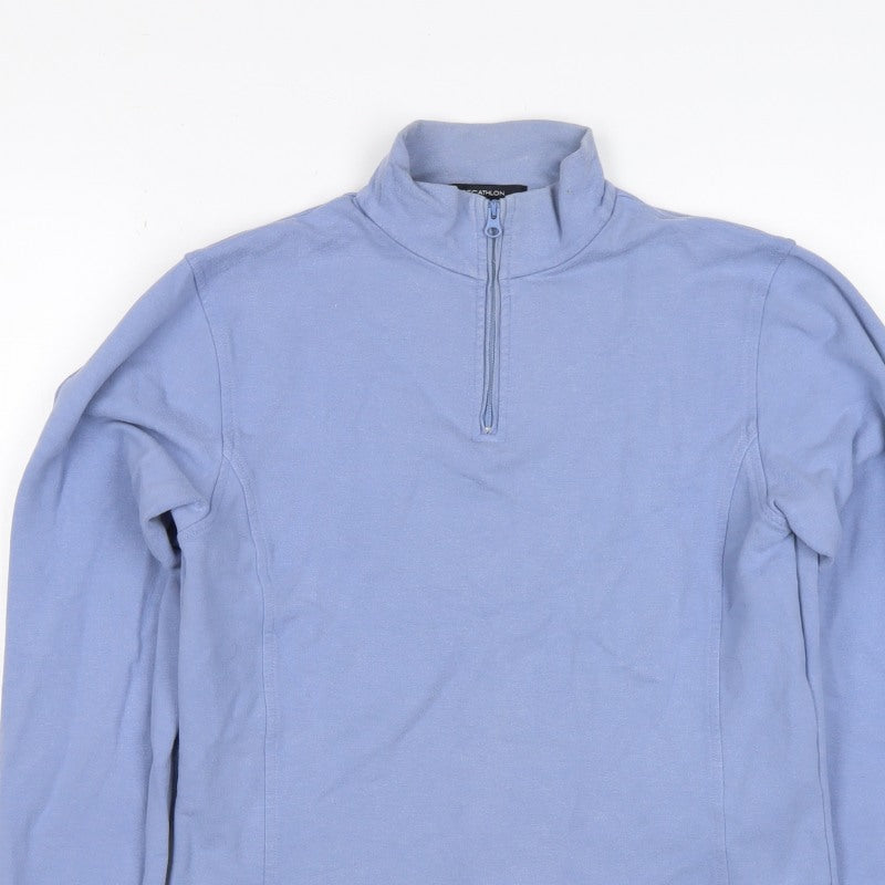 Decathlon Women Blue UK 14 1/4 Zip Stretch Sweatshirt