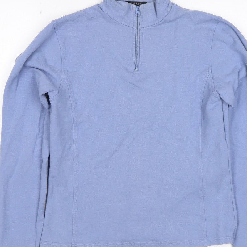 Decathlon Women Blue UK 14 1/4 Zip Stretch Sweatshirt