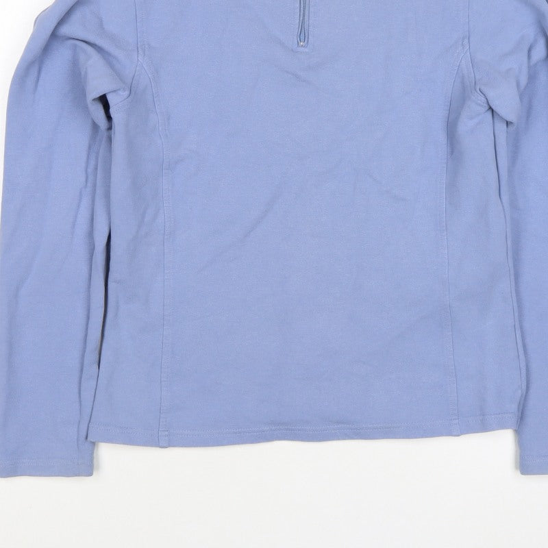 Decathlon Women Blue UK 14 1/4 Zip Stretch Sweatshirt