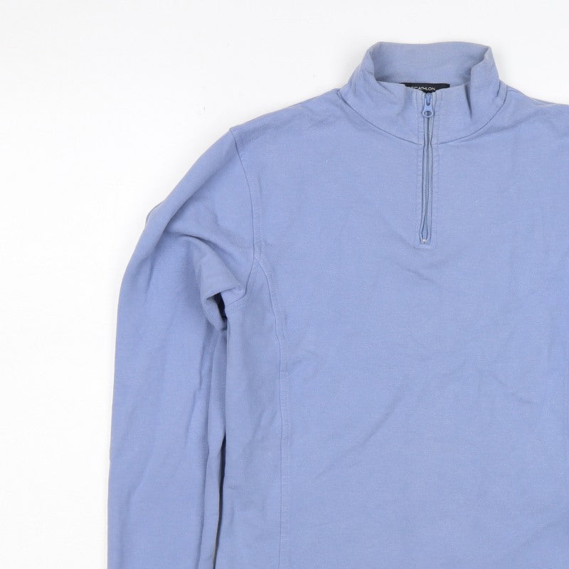 Decathlon Women Blue UK 14 1/4 Zip Stretch Sweatshirt