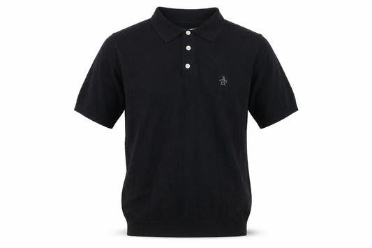 Original Penguin Mens Black S Cotton Logo Polo Shirt Short Sleeve