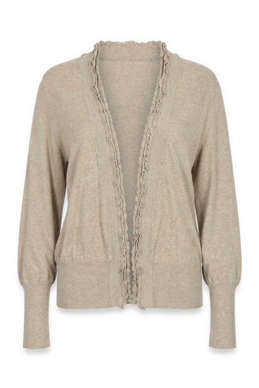Banana Republic Women’s Beige Medium Open Ruffle Knit Cardigan