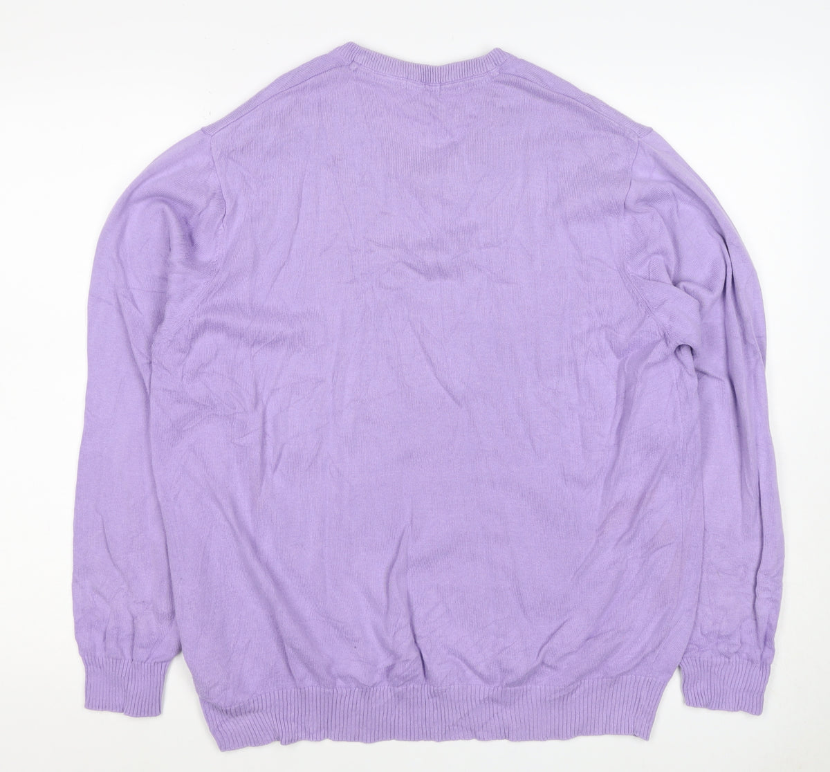 Cotton Traders Women Purple L V-Neck Cotton Knit Pullover Jumper