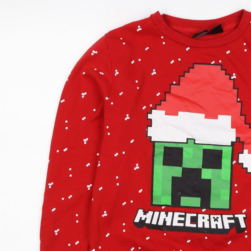 Mad Engine Teens XL Red Minecraft Christmas Creeper Sweatshirt