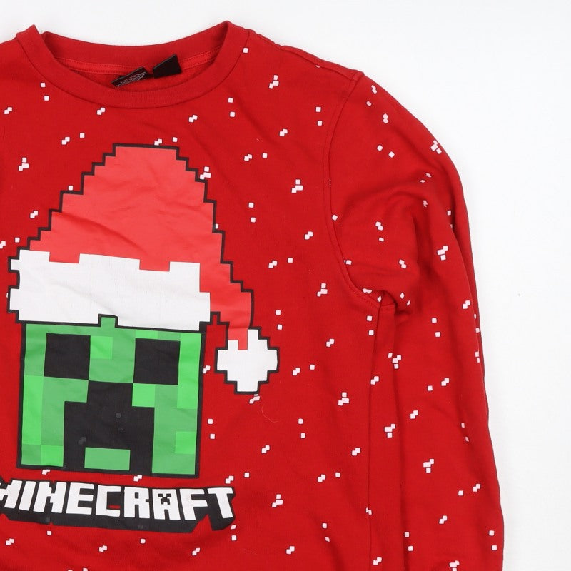 Mad Engine Teens XL Red Minecraft Christmas Creeper Sweatshirt
