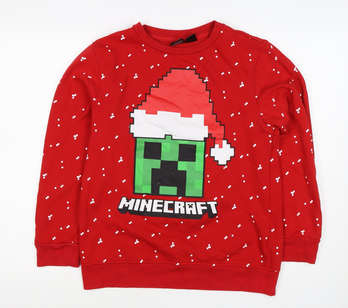 Mad Engine Teens XL Red Minecraft Christmas Creeper Sweatshirt