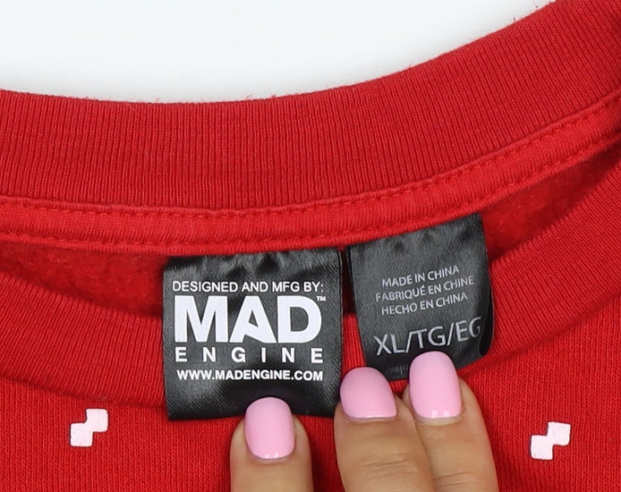 Mad Engine Teens XL Red Minecraft Christmas Creeper Sweatshirt