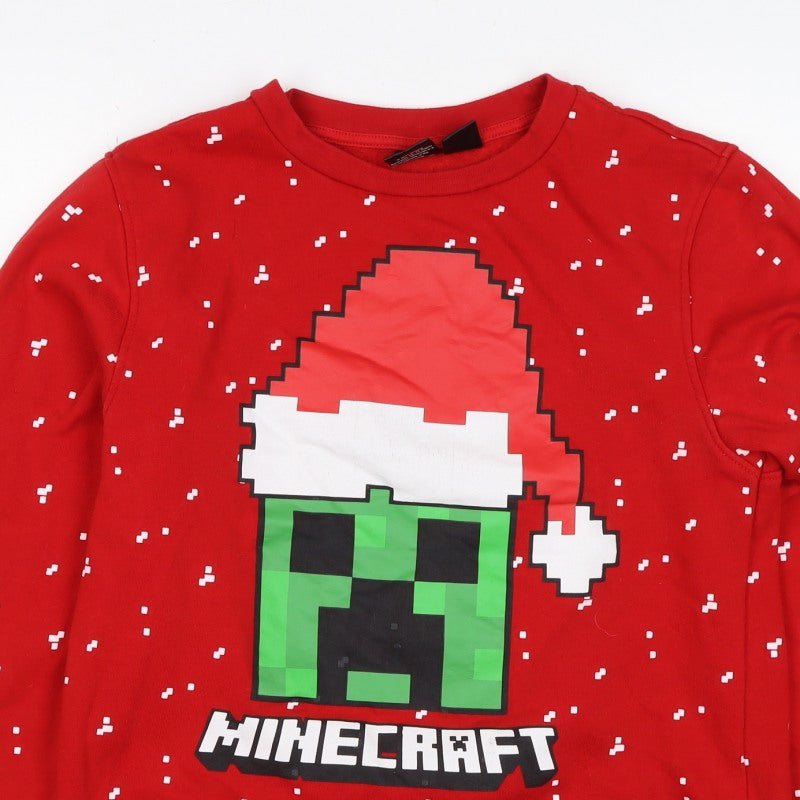 Mad Engine Teens XL Red Minecraft Christmas Creeper Sweatshirt