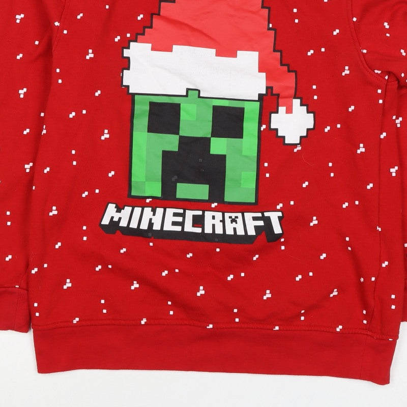 Mad Engine Teens XL Red Minecraft Christmas Creeper Sweatshirt