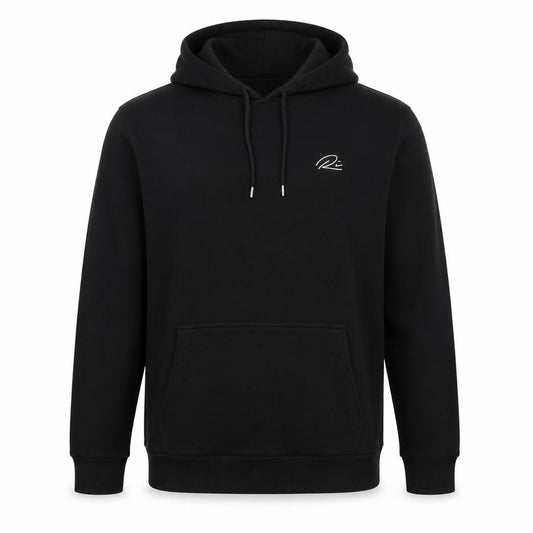 River Island Men’s Black L Pullover Hoodie Logo Drawstring Pockets