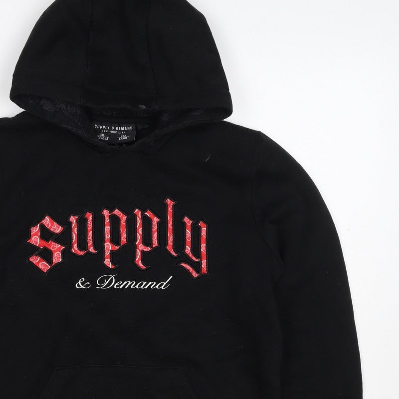 Supply & Demand Boys Black 12-13 Years Pullover Hoodie Logo