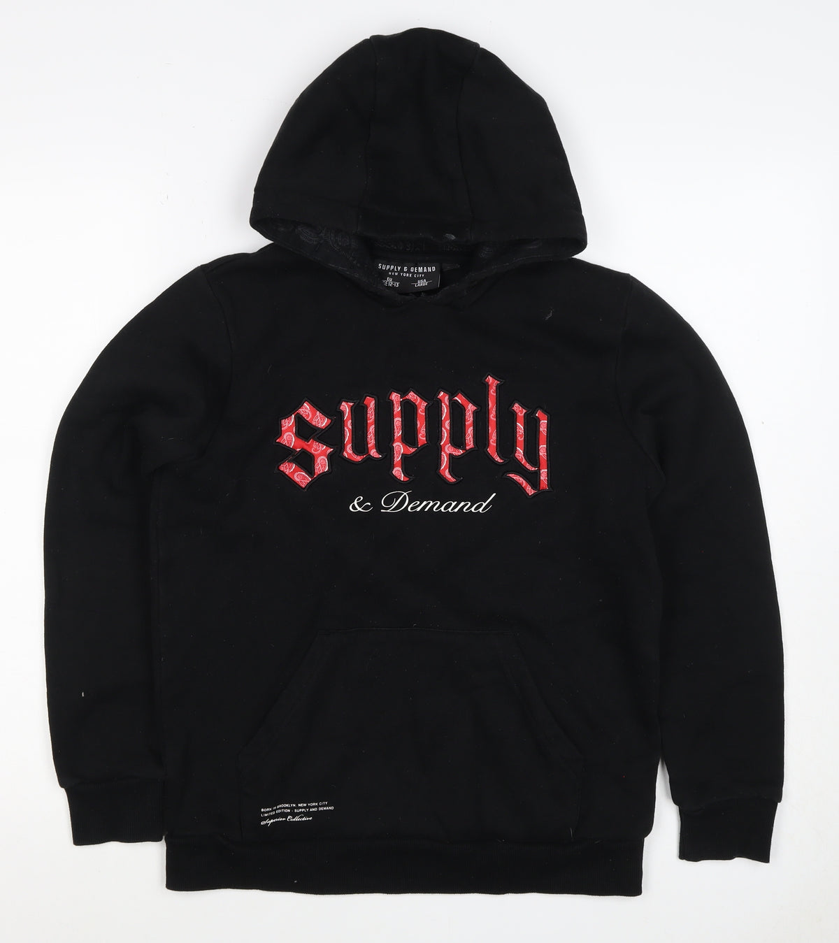 Supply & Demand Boys Black 12-13 Years Pullover Hoodie Logo