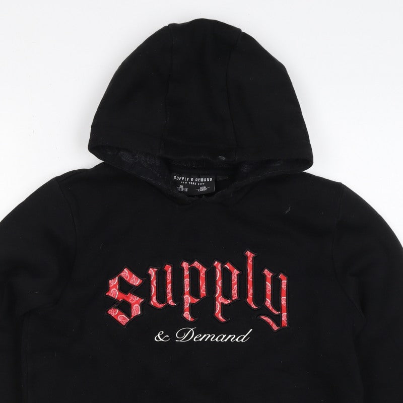 Supply & Demand Boys Black 12-13 Years Pullover Hoodie Logo