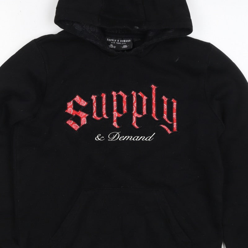 Supply & Demand Boys Black 12-13 Years Pullover Hoodie Logo