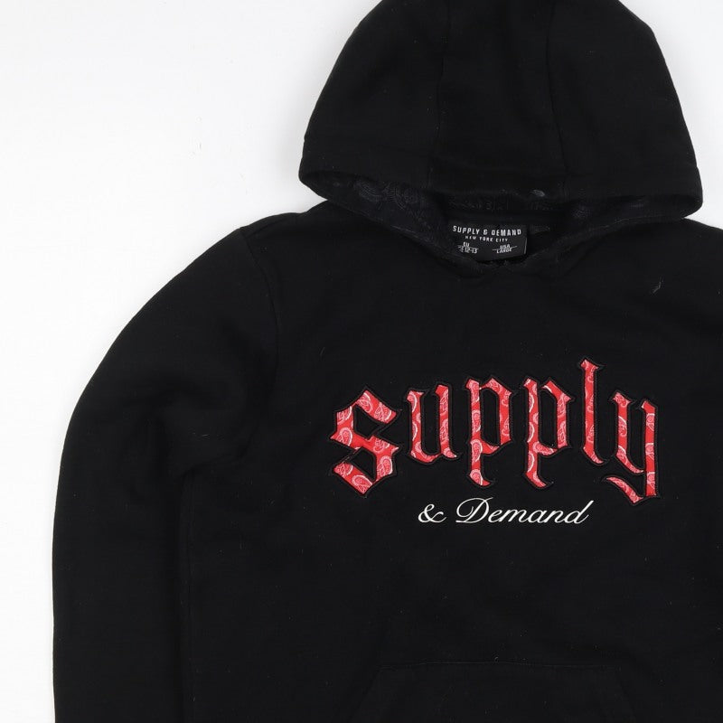 Supply & Demand Boys Black 12-13 Years Pullover Hoodie Logo