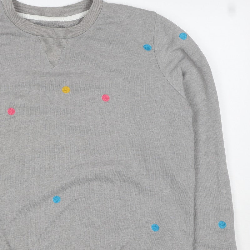 Crew Clothing Company Women's Grey Size 12 Polka Dot Pullover Sweatshirt