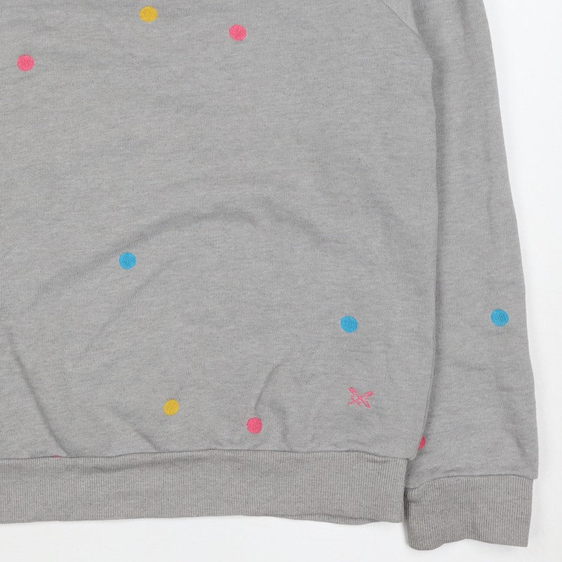 Crew Clothing Company Women's Grey Size 12 Polka Dot Pullover Sweatshirt