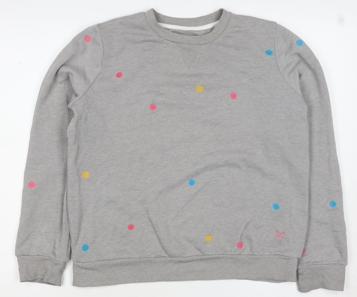 Crew Clothing Company Women's Grey Size 12 Polka Dot Pullover Sweatshirt