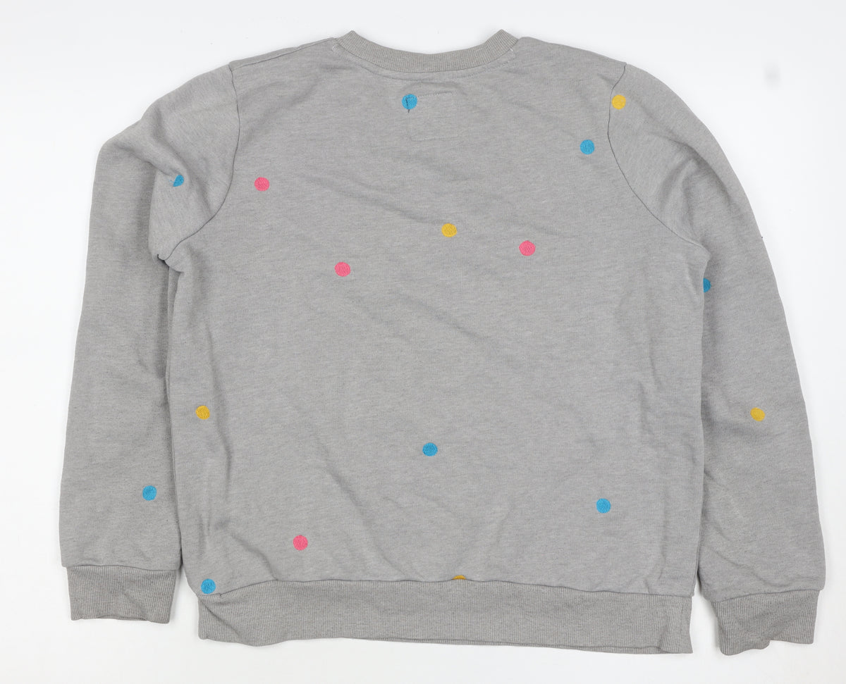 Crew Clothing Company Women's Grey Size 12 Polka Dot Pullover Sweatshirt