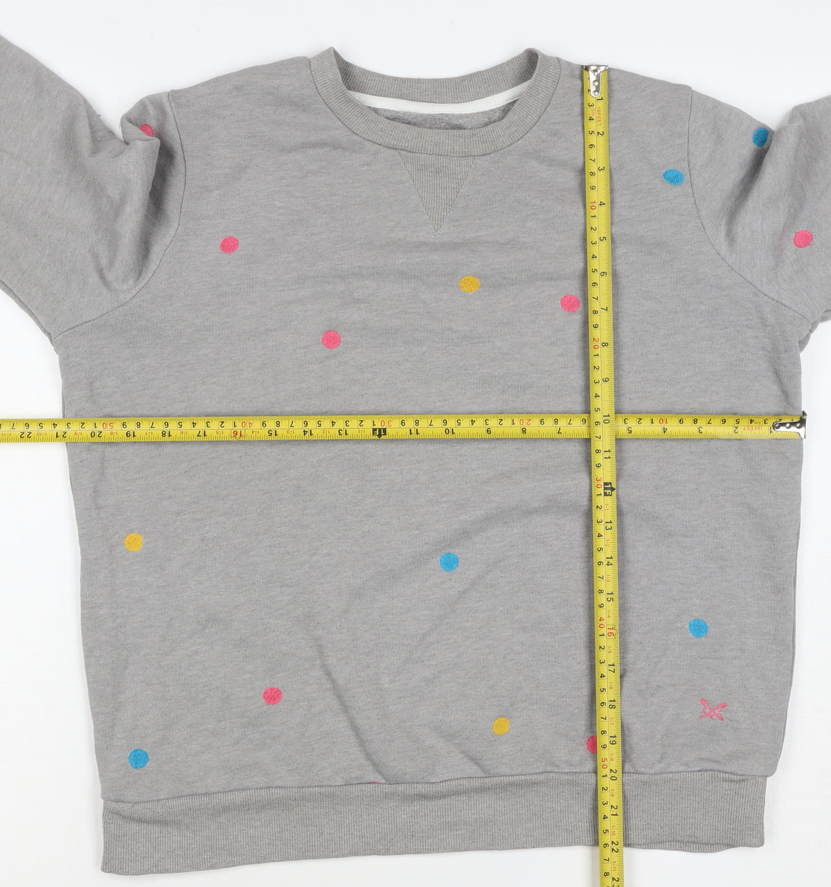 Crew Clothing Company Women's Grey Size 12 Polka Dot Pullover Sweatshirt