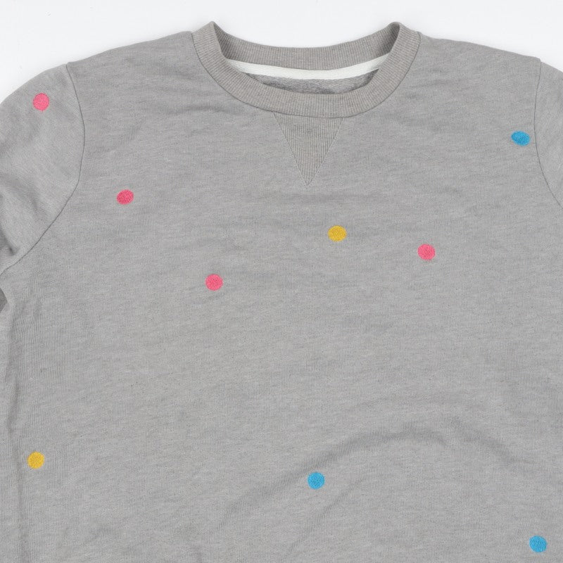 Crew Clothing Company Women's Grey Size 12 Polka Dot Pullover Sweatshirt