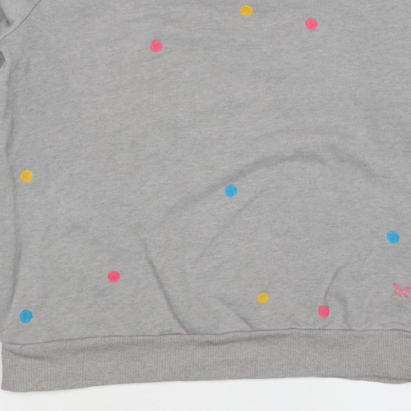 Crew Clothing Company Women's Grey Size 12 Polka Dot Pullover Sweatshirt